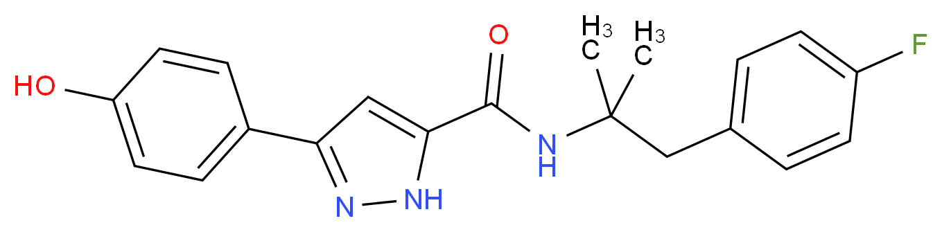 N-[2-(4-fluorophenyl)-1,1-dimethylethyl]-3-(4-hydroxyphenyl)-1H-pyrazole-5-carboxamide_分子结构_CAS_)