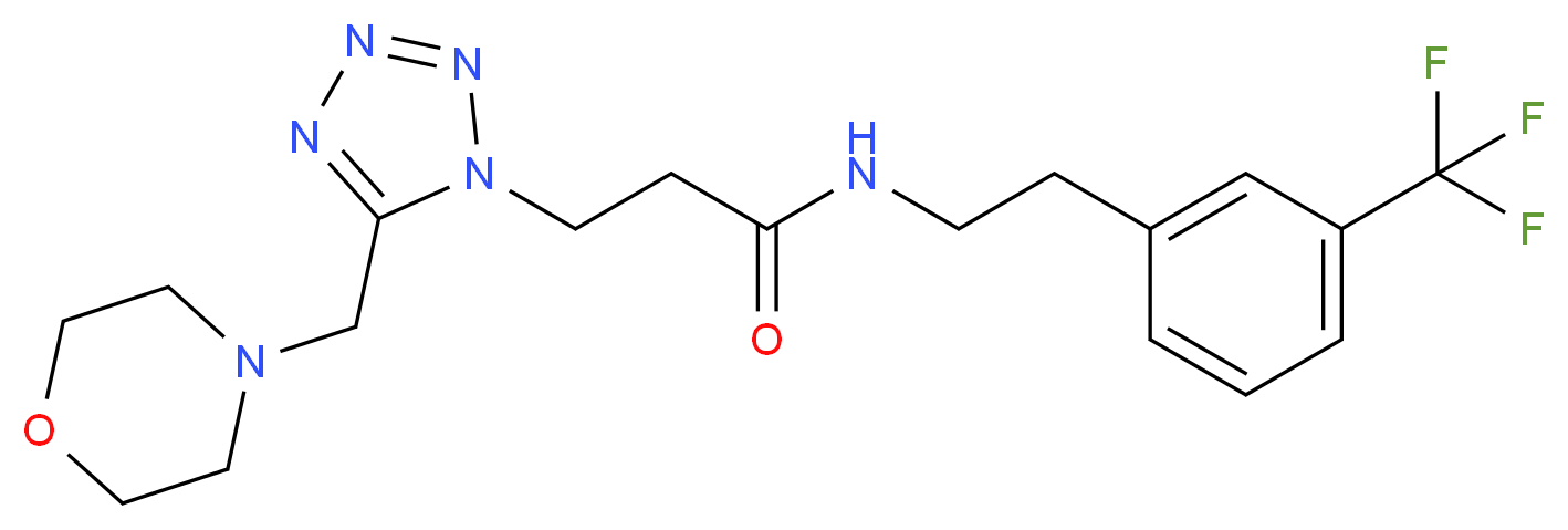 3-[5-(4-morpholinylmethyl)-1H-tetrazol-1-yl]-N-{2-[3-(trifluoromethyl)phenyl]ethyl}propanamide_分子结构_CAS_)