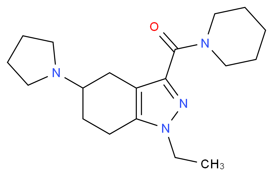 1-ethyl-3-(1-piperidinylcarbonyl)-5-(1-pyrrolidinyl)-4,5,6,7-tetrahydro-1H-indazole_分子结构_CAS_)