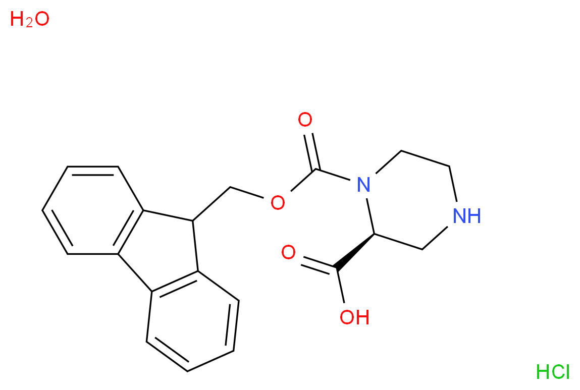 (2S)-1-[(9H-fluoren-9-ylmethoxy)carbonyl]piperazine-2-carboxylic acid hydrate hydrochloride_分子结构_CAS_915707-72-1