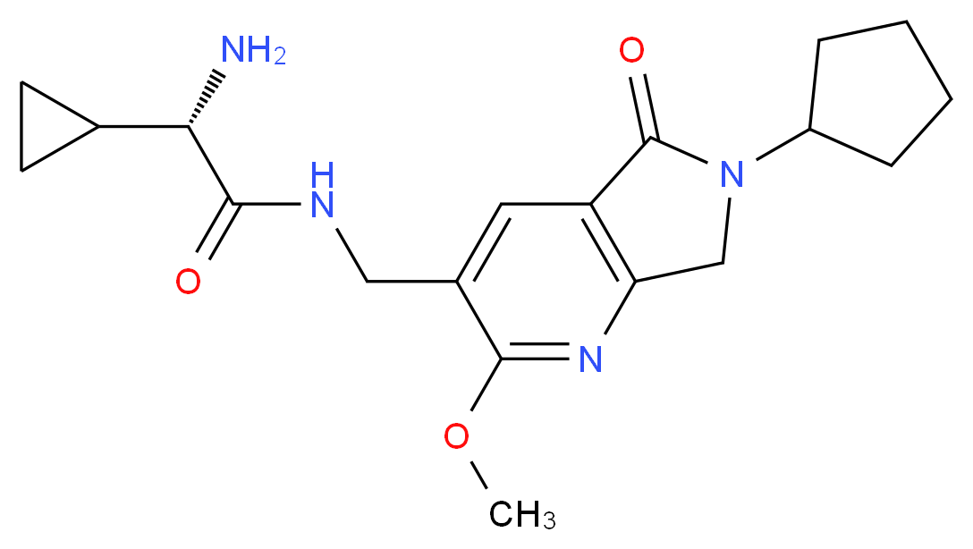 (2S)-2-amino-N-[(6-cyclopentyl-2-methoxy-5-oxo-6,7-dihydro-5H-pyrrolo[3,4-b]pyridin-3-yl)methyl]-2-cyclopropylacetamide_分子结构_CAS_)