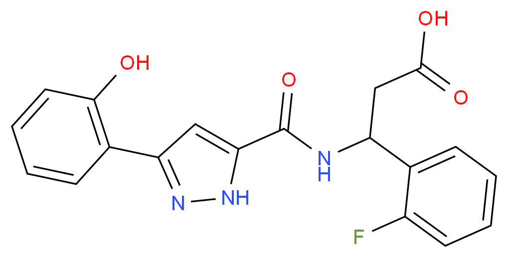 3-(2-fluorophenyl)-3-({[3-(2-hydroxyphenyl)-1H-pyrazol-5-yl]carbonyl}amino)propanoic acid_分子结构_CAS_)