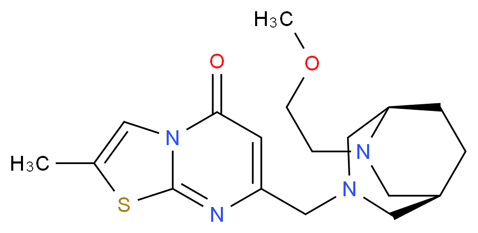 7-{[(1S*,5R*)-6-(2-methoxyethyl)-3,6-diazabicyclo[3.2.2]non-3-yl]methyl}-2-methyl-5H-[1,3]thiazolo[3,2-a]pyrimidin-5-one_分子结构_CAS_)