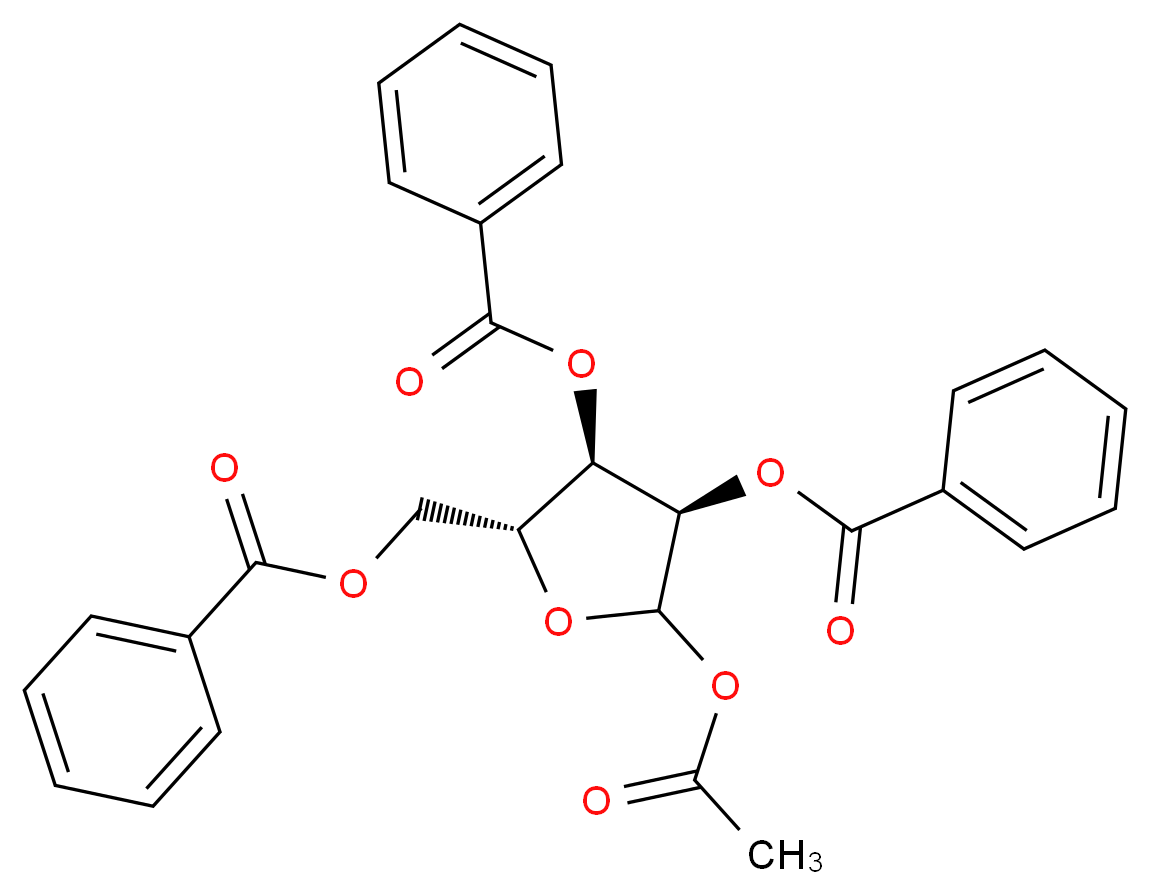 1-O-Acetyl-2,3,5-tri-O-benzoyl-α,β-D-ribofuranose_分子结构_CAS_14215-97-5)