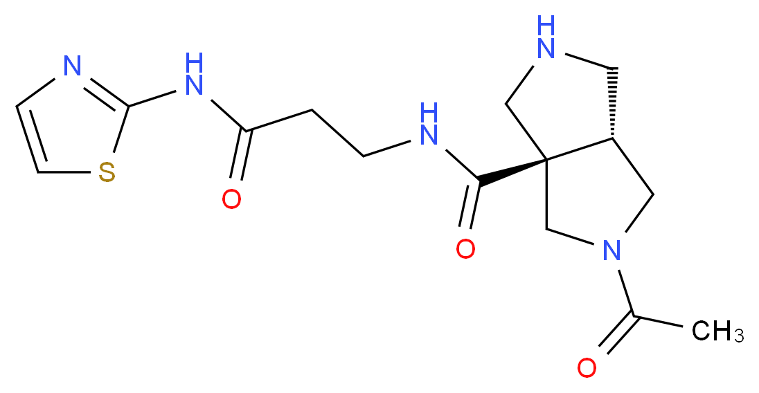(3aR*,6aR*)-2-acetyl-N-[3-oxo-3-(1,3-thiazol-2-ylamino)propyl]hexahydropyrrolo[3,4-c]pyrrole-3a(1H)-carboxamide_分子结构_CAS_)