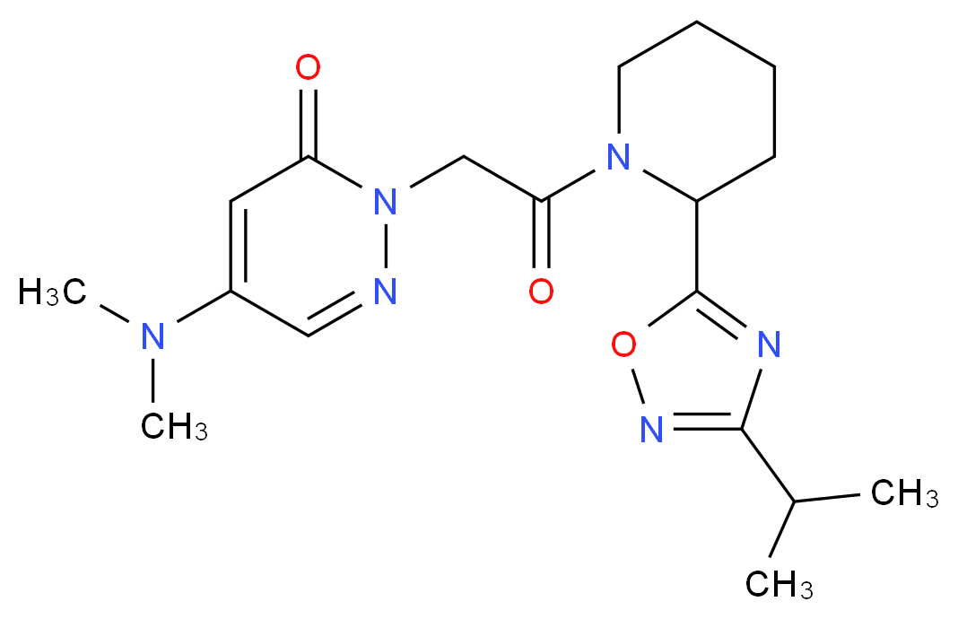 5-(dimethylamino)-2-{2-[2-(3-isopropyl-1,2,4-oxadiazol-5-yl)-1-piperidinyl]-2-oxoethyl}-3(2H)-pyridazinone_分子结构_CAS_)
