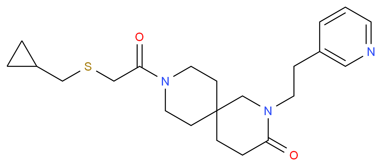 9-{[(cyclopropylmethyl)thio]acetyl}-2-(2-pyridin-3-ylethyl)-2,9-diazaspiro[5.5]undecan-3-one_分子结构_CAS_)