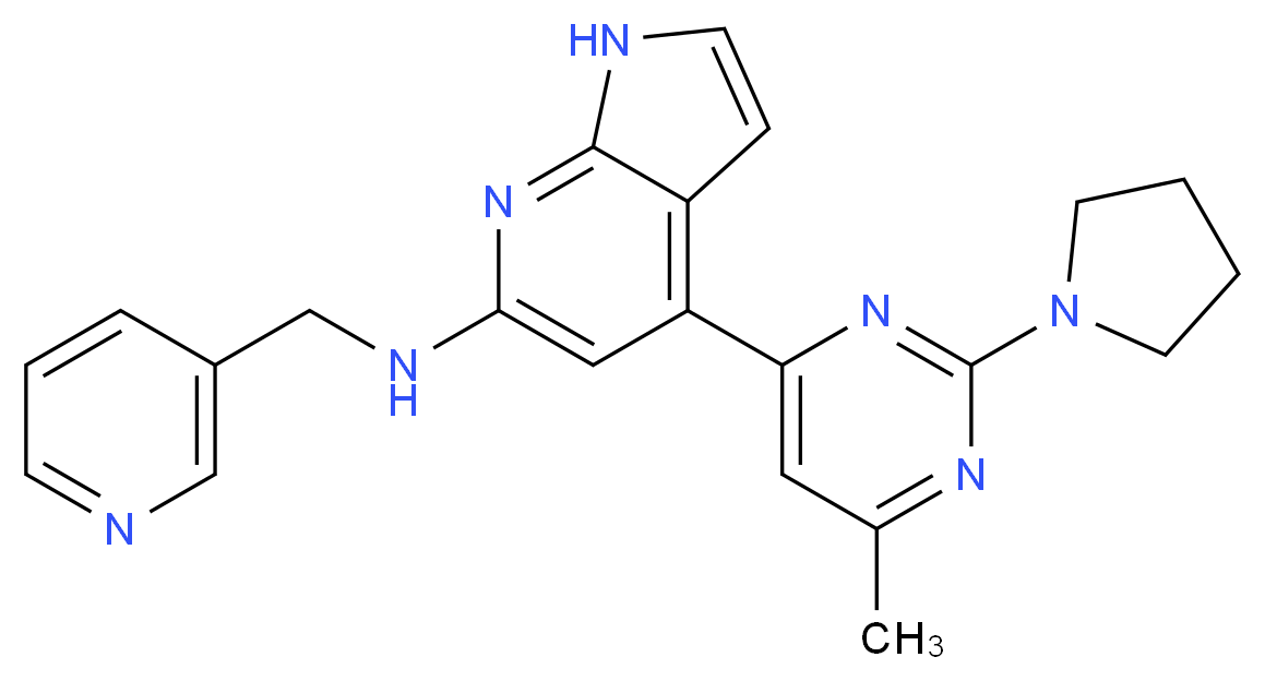 4-(6-methyl-2-pyrrolidin-1-ylpyrimidin-4-yl)-N-(pyridin-3-ylmethyl)-1H-pyrrolo[2,3-b]pyridin-6-amine_分子结构_CAS_)