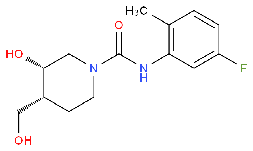 (3S*,4R*)-N-(5-fluoro-2-methylphenyl)-3-hydroxy-4-(hydroxymethyl)-1-piperidinecarboxamide_分子结构_CAS_)