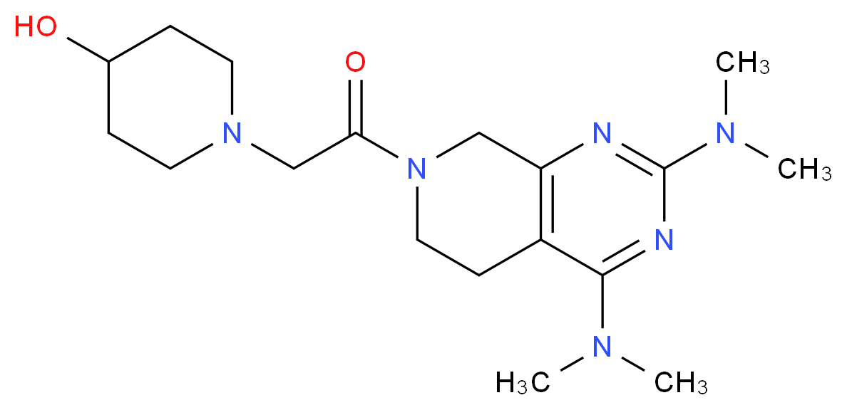 1-{2-[2,4-bis(dimethylamino)-5,8-dihydropyrido[3,4-d]pyrimidin-7(6H)-yl]-2-oxoethyl}piperidin-4-ol_分子结构_CAS_)