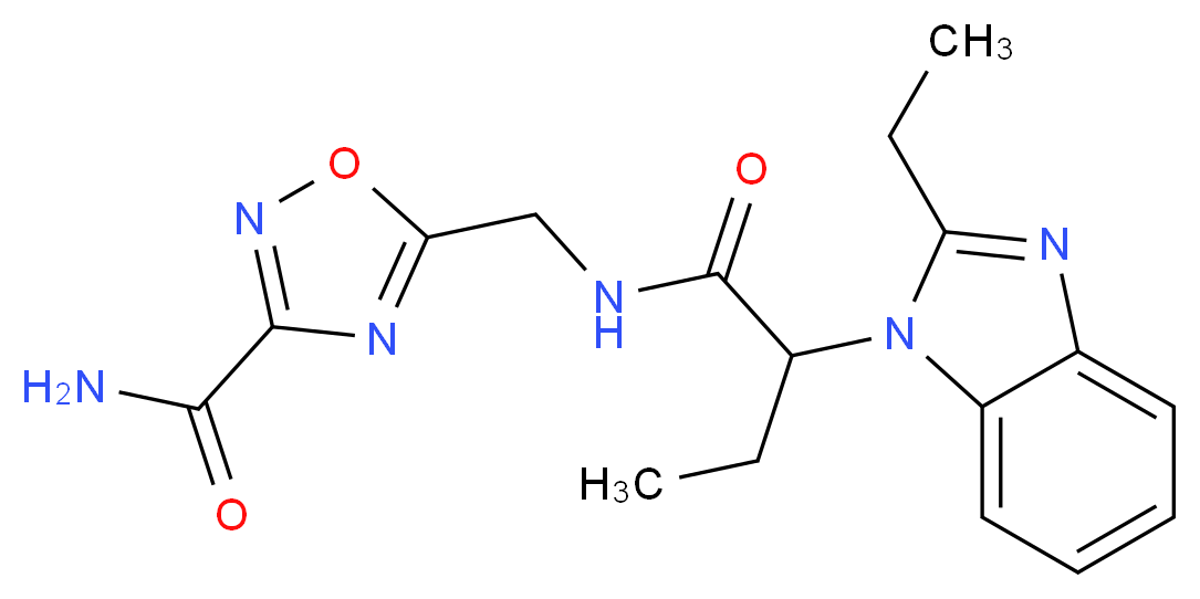 5-({[2-(2-ethyl-1H-benzimidazol-1-yl)butanoyl]amino}methyl)-1,2,4-oxadiazole-3-carboxamide_分子结构_CAS_)