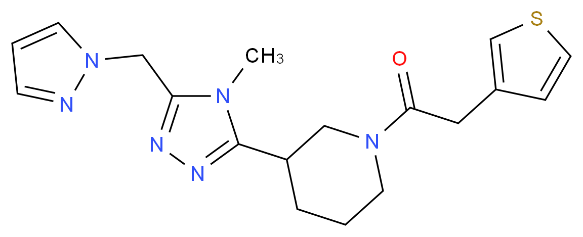 3-[4-methyl-5-(1H-pyrazol-1-ylmethyl)-4H-1,2,4-triazol-3-yl]-1-(3-thienylacetyl)piperidine_分子结构_CAS_)
