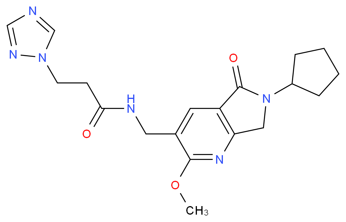 N-[(6-cyclopentyl-2-methoxy-5-oxo-6,7-dihydro-5H-pyrrolo[3,4-b]pyridin-3-yl)methyl]-3-(1H-1,2,4-triazol-1-yl)propanamide_分子结构_CAS_)