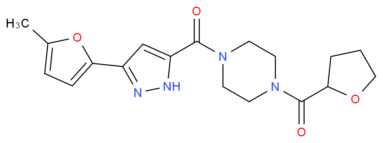 1-{[3-(5-methyl-2-furyl)-1H-pyrazol-5-yl]carbonyl}-4-(tetrahydro-2-furanylcarbonyl)piperazine_分子结构_CAS_)