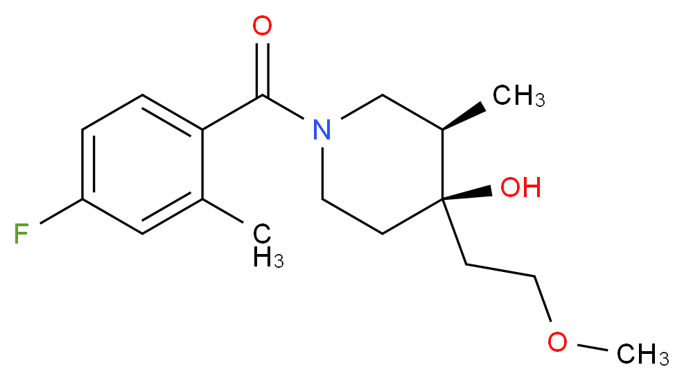 (3R*,4R*)-1-(4-fluoro-2-methylbenzoyl)-4-(2-methoxyethyl)-3-methylpiperidin-4-ol_分子结构_CAS_)