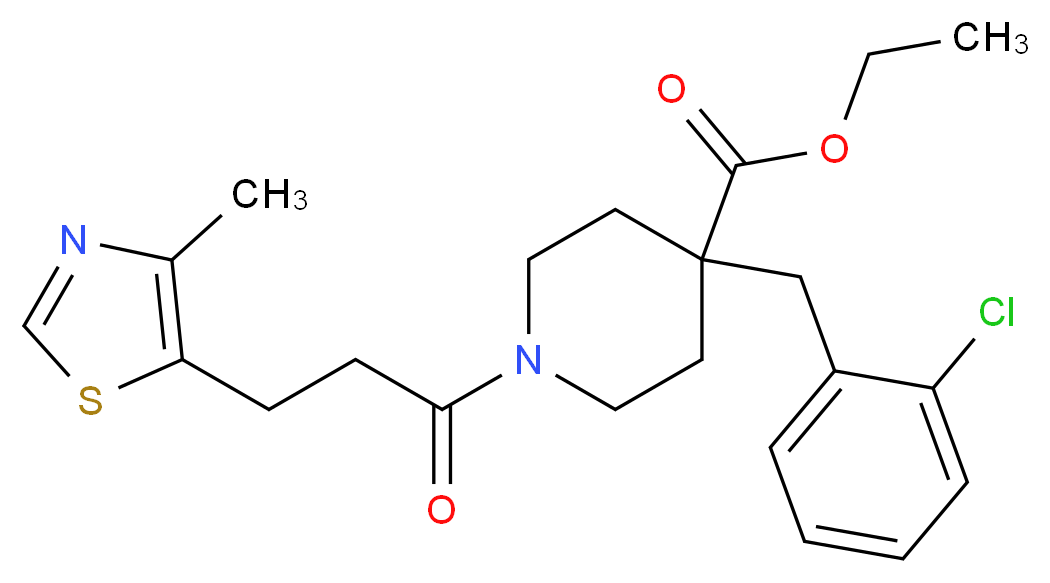 ethyl 4-(2-chlorobenzyl)-1-[3-(4-methyl-1,3-thiazol-5-yl)propanoyl]-4-piperidinecarboxylate_分子结构_CAS_)