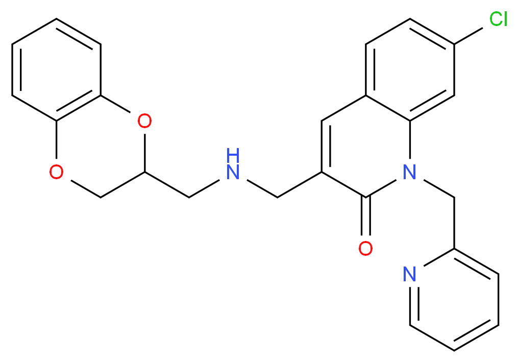 7-chloro-3-{[(2,3-dihydro-1,4-benzodioxin-2-ylmethyl)amino]methyl}-1-(2-pyridinylmethyl)-2(1H)-quinolinone_分子结构_CAS_)