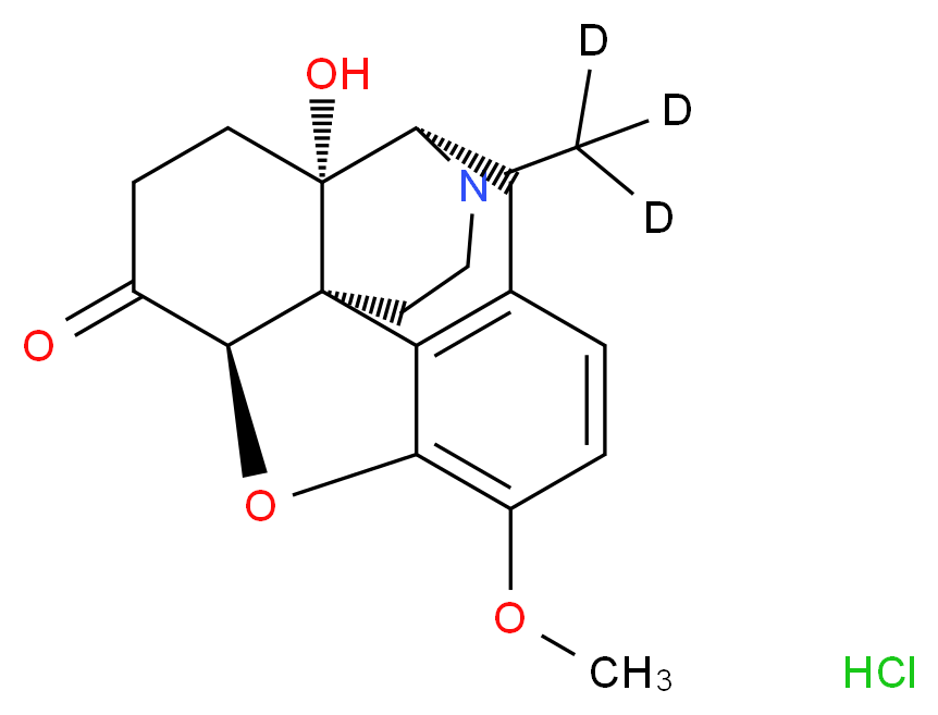 (1S,5S,13R,17S)-17-hydroxy-10-methoxy-4-(<sup>2</sup>H<sub>3</sub>)methyl-12-oxa-4-azapentacyclo[9.6.1.0<sup>1</sup>,<sup>1</sup><sup>3</sup>.0<sup>5</sup>,<sup>1</sup><sup>7</sup>.0<sup>7</sup>,<sup>1</sup><sup>8</sup>]octadeca-7(18),8,10-trien-14-one hydrochloride_分子结构_CAS_145225-02-1