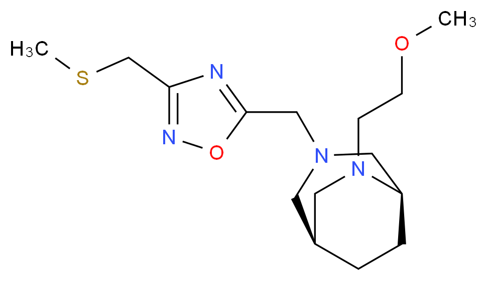 (1S*,5R*)-6-(2-methoxyethyl)-3-({3-[(methylthio)methyl]-1,2,4-oxadiazol-5-yl}methyl)-3,6-diazabicyclo[3.2.2]nonane_分子结构_CAS_)