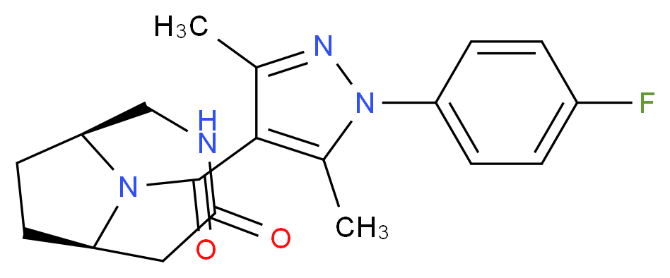 (1S*,6R*)-9-{[1-(4-fluorophenyl)-3,5-dimethyl-1H-pyrazol-4-yl]carbonyl}-3,9-diazabicyclo[4.2.1]nonan-4-one_分子结构_CAS_)