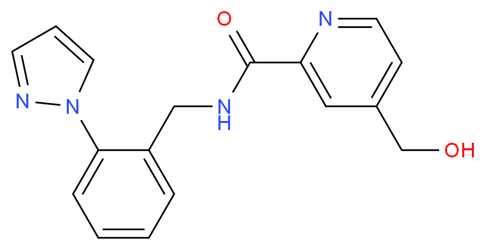 4-(hydroxymethyl)-N-[2-(1H-pyrazol-1-yl)benzyl]pyridine-2-carboxamide_分子结构_CAS_)
