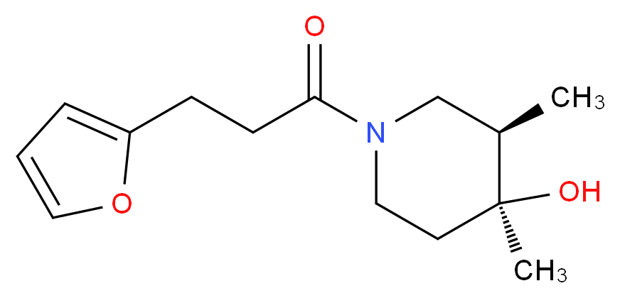 (3R*,4S*)-1-[3-(2-furyl)propanoyl]-3,4-dimethyl-4-piperidinol_分子结构_CAS_)