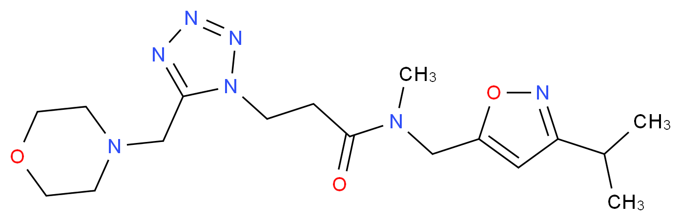 N-[(3-isopropylisoxazol-5-yl)methyl]-N-methyl-3-[5-(morpholin-4-ylmethyl)-1H-tetrazol-1-yl]propanamide_分子结构_CAS_)