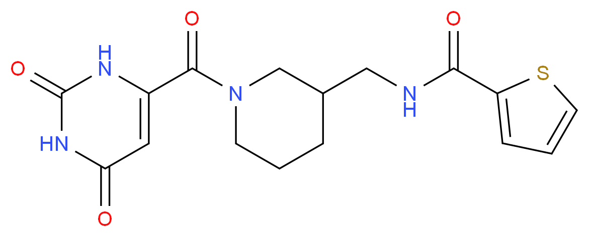 N-({1-[(2,6-dioxo-1,2,3,6-tetrahydropyrimidin-4-yl)carbonyl]piperidin-3-yl}methyl)thiophene-2-carboxamide_分子结构_CAS_)