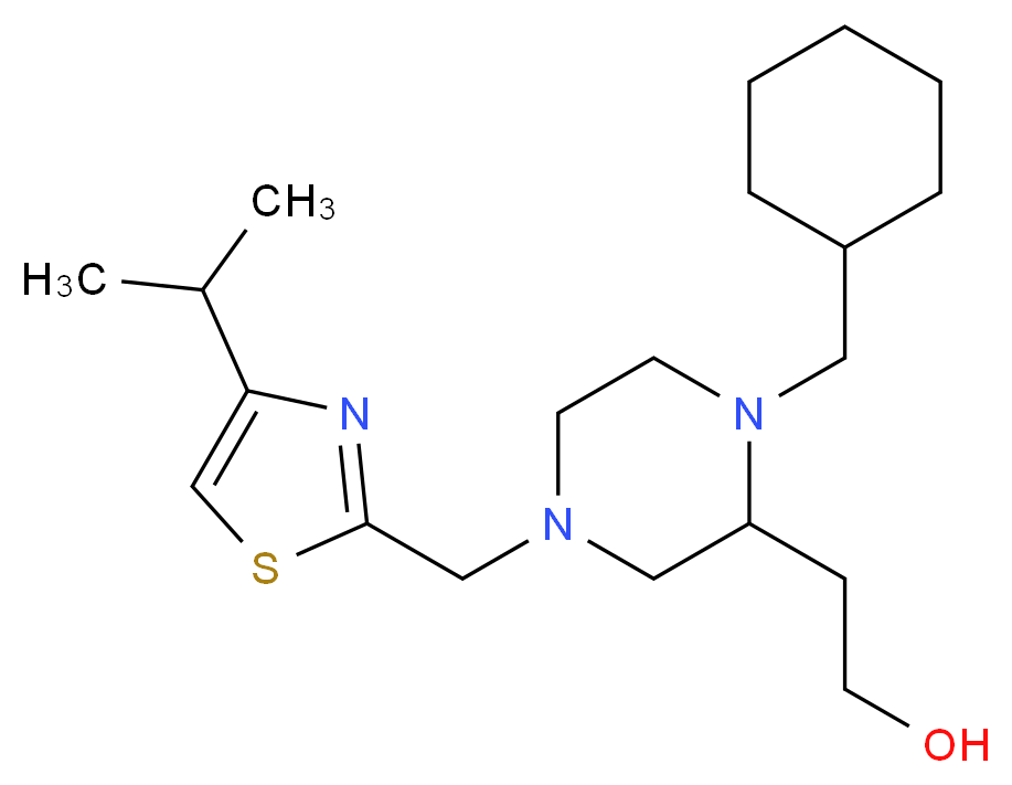 2-{1-(cyclohexylmethyl)-4-[(4-isopropyl-1,3-thiazol-2-yl)methyl]-2-piperazinyl}ethanol_分子结构_CAS_)