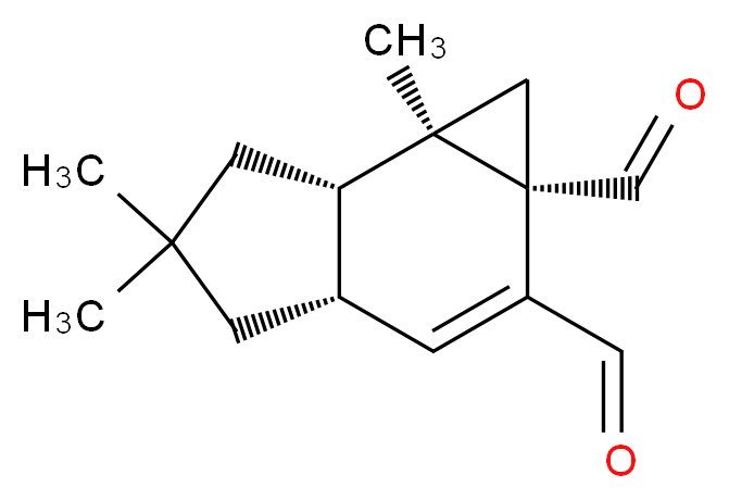 (1aS,3aS,6aS,6bR)-5,5,6b-trimethyl-1H,1aH,3aH,4H,5H,6H,6aH,6bH-cyclopropa[e]indene-1a,2-dicarbaldehyde_分子结构_CAS_37841-91-1