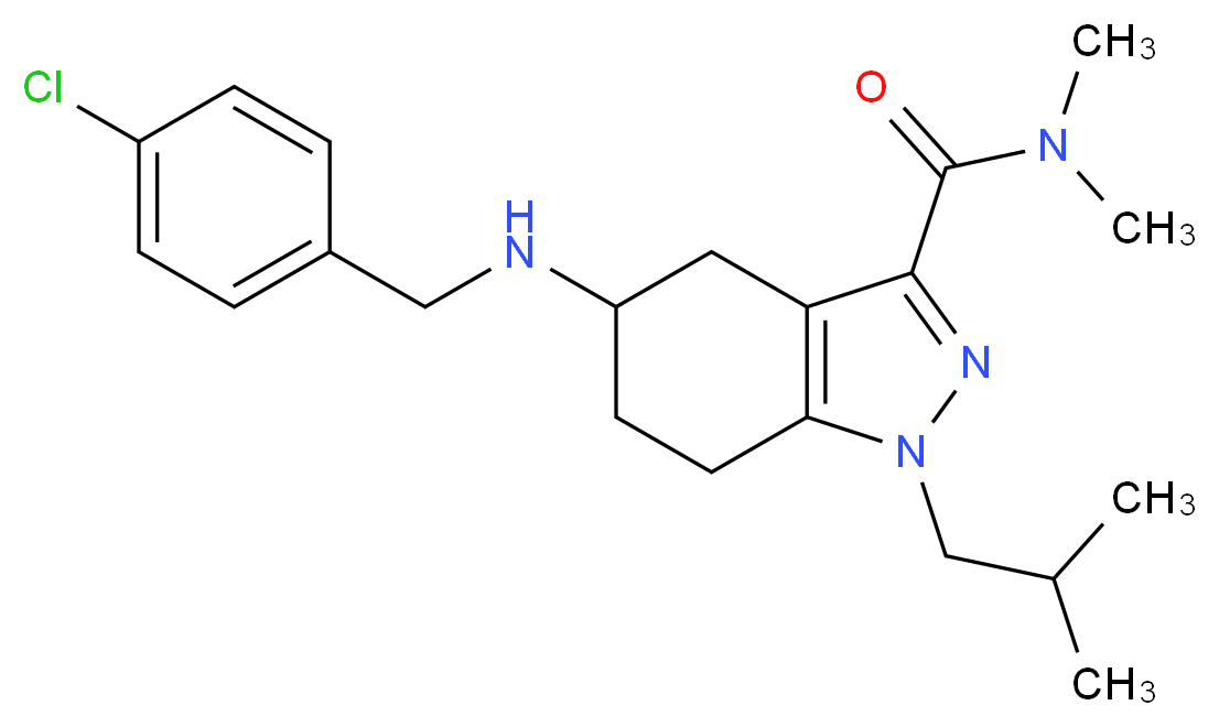 5-[(4-chlorobenzyl)amino]-1-isobutyl-N,N-dimethyl-4,5,6,7-tetrahydro-1H-indazole-3-carboxamide_分子结构_CAS_)