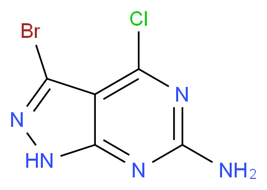 3-bromo-4-chloro-1H-pyrazolo[3,4-d]pyrimidin-6-amine_分子结构_CAS_1003298-79-0