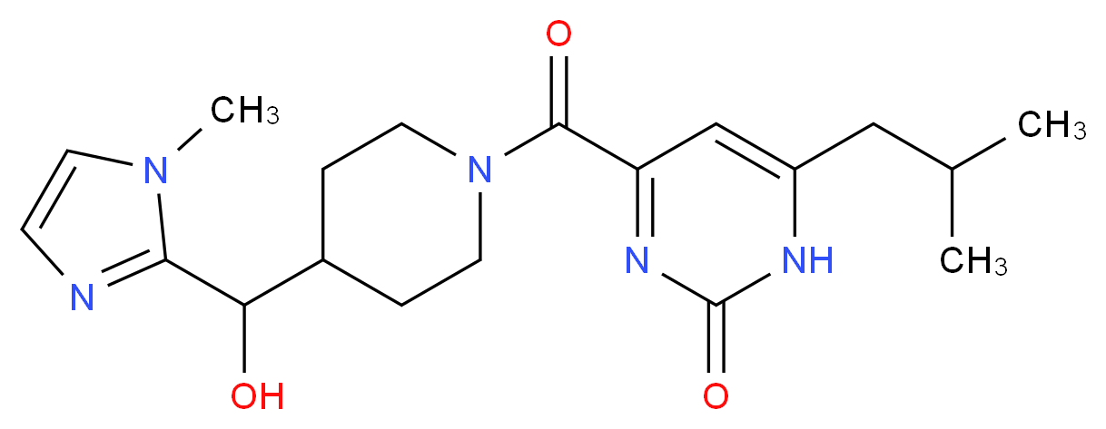4-({4-[hydroxy(1-methyl-1H-imidazol-2-yl)methyl]piperidin-1-yl}carbonyl)-6-isobutylpyrimidin-2(1H)-one_分子结构_CAS_)