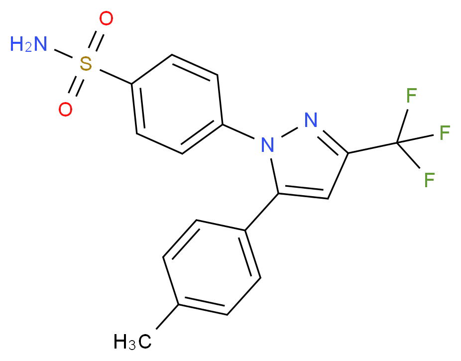4-(5-(p-tolyl)-3-(trifluoromethyl)-1H-pyrazol-1-yl)benzenesulfonamide_分子结构_CAS_)