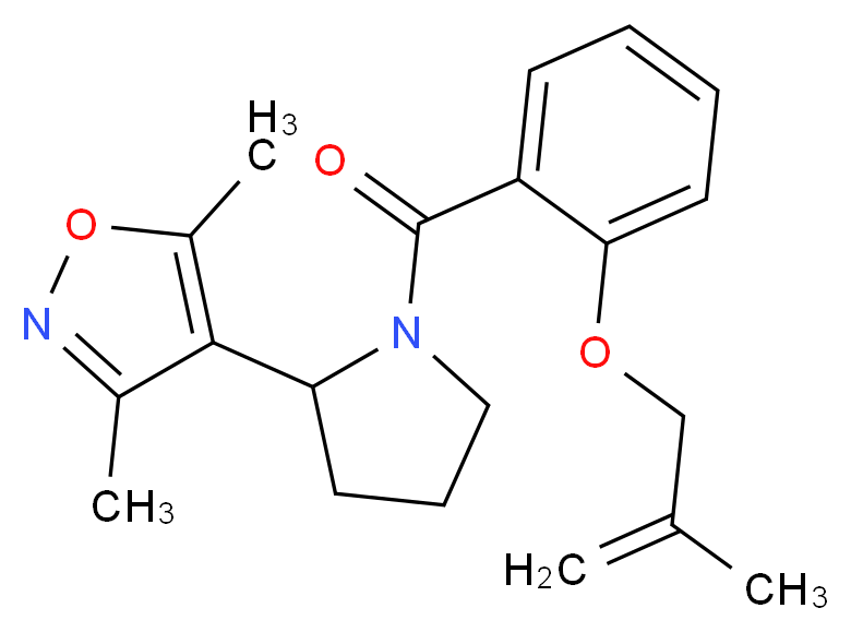 3,5-dimethyl-4-(1-{2-[(2-methylprop-2-en-1-yl)oxy]benzoyl}pyrrolidin-2-yl)isoxazole_分子结构_CAS_)