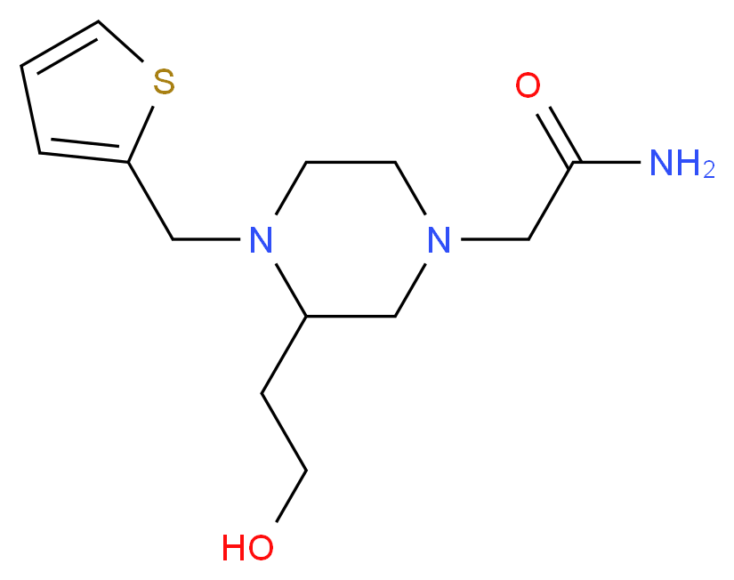 2-[3-(2-hydroxyethyl)-4-(2-thienylmethyl)-1-piperazinyl]acetamide_分子结构_CAS_)