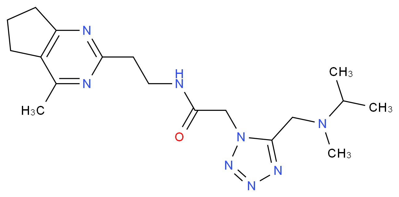 2-(5-{[isopropyl(methyl)amino]methyl}-1H-tetrazol-1-yl)-N-[2-(4-methyl-6,7-dihydro-5H-cyclopenta[d]pyrimidin-2-yl)ethyl]acetamide_分子结构_CAS_)