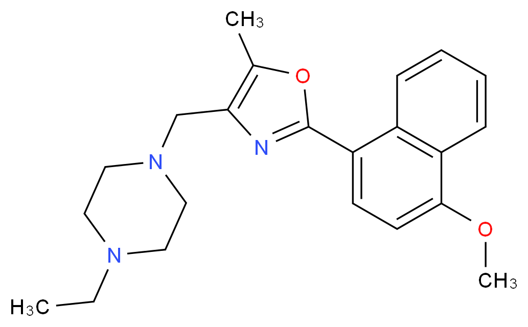 1-ethyl-4-{[2-(4-methoxy-1-naphthyl)-5-methyl-1,3-oxazol-4-yl]methyl}piperazine_分子结构_CAS_)