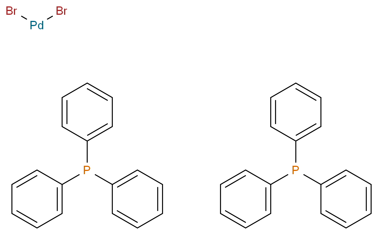 dibromopalladium; bis(triphenylphosphane)_分子结构_CAS_22180-53-6