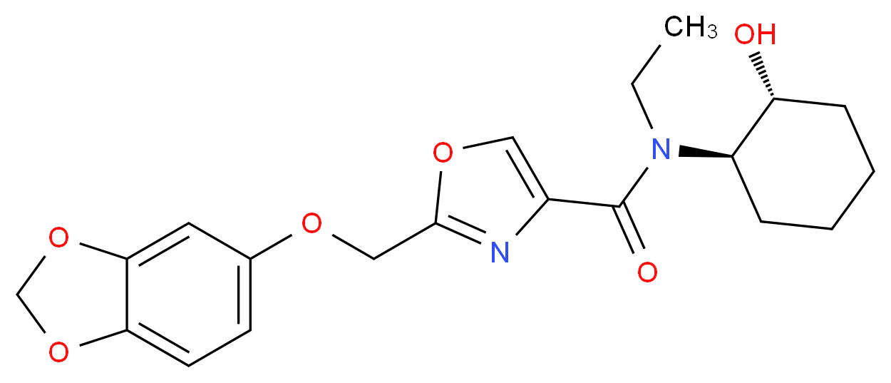 2-[(1,3-benzodioxol-5-yloxy)methyl]-N-ethyl-N-[(1R*,2R*)-2-hydroxycyclohexyl]-1,3-oxazole-4-carboxamide_分子结构_CAS_)