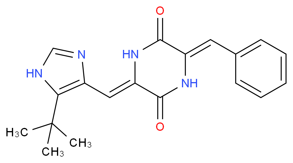(3z,6z)-3-((5-tert-butyl-1h-imidazol-4-yl)methylene)-6-(phenylmethylene)-2,5-piperazinedione_分子结构_CAS_714272-27-2)