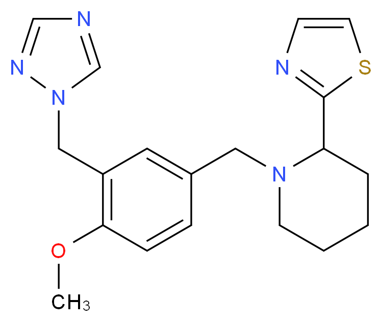 1-[4-methoxy-3-(1H-1,2,4-triazol-1-ylmethyl)benzyl]-2-(1,3-thiazol-2-yl)piperidine_分子结构_CAS_)
