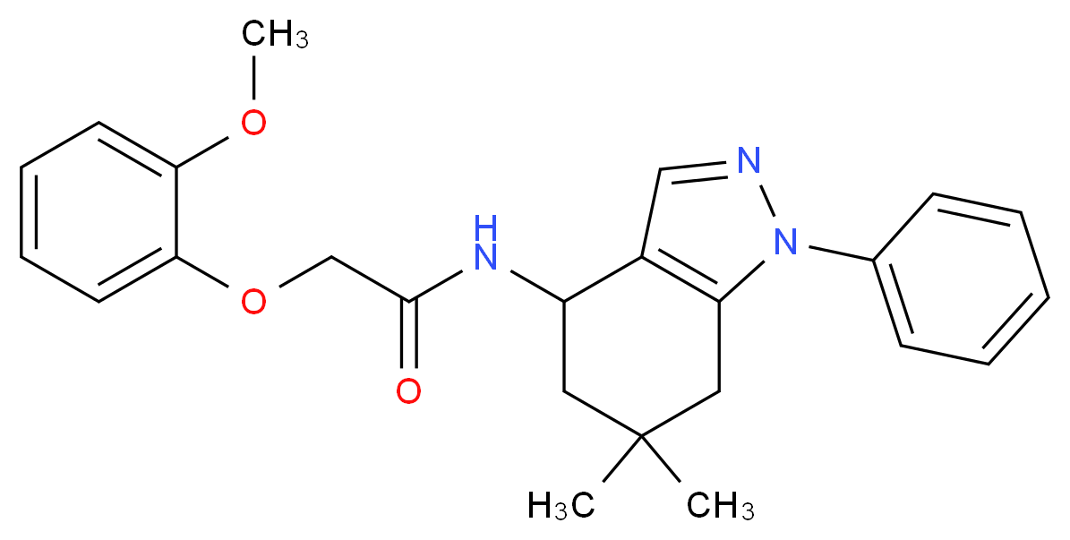 N-(6,6-dimethyl-1-phenyl-4,5,6,7-tetrahydro-1H-indazol-4-yl)-2-(2-methoxyphenoxy)acetamide_分子结构_CAS_)