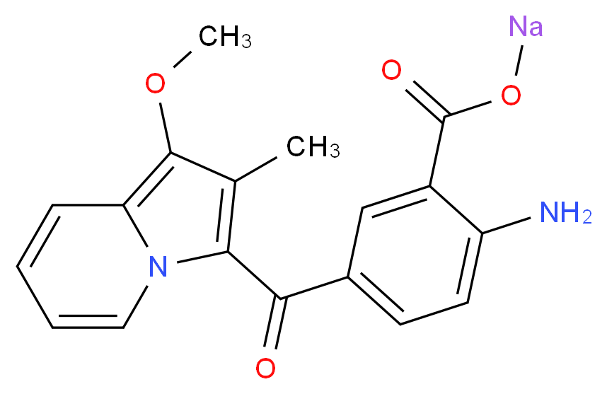 sodium 2-amino-5-(1-methoxy-2-methylindolizine-3-carbonyl)benzoate_分子结构_CAS_848318-25-2