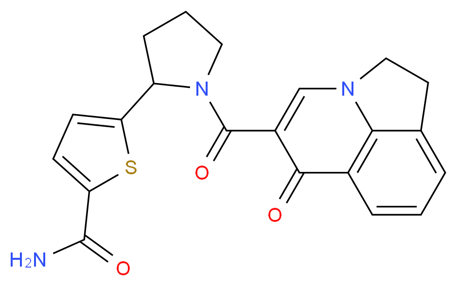 5-{1-[(6-oxo-1,2-dihydro-6H-pyrrolo[3,2,1-ij]quinolin-5-yl)carbonyl]-2-pyrrolidinyl}-2-thiophenecarboxamide_分子结构_CAS_)