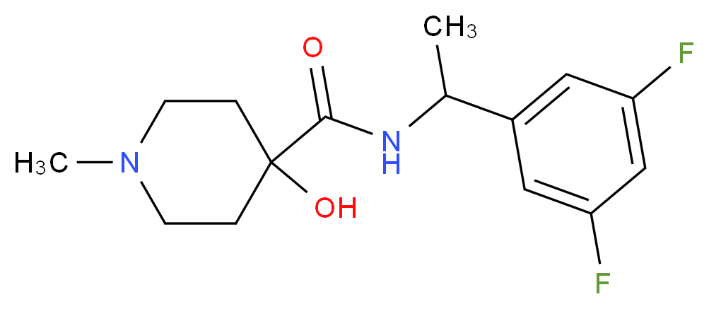 N-[1-(3,5-difluorophenyl)ethyl]-4-hydroxy-1-methylpiperidine-4-carboxamide_分子结构_CAS_)