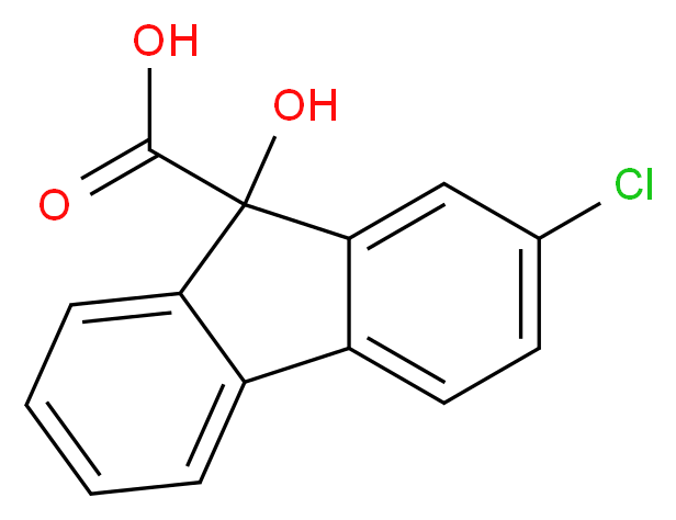 2-chloro-9-hydroxy-9H-fluorene-9-carboxylic acid_分子结构_CAS_2464-37-1