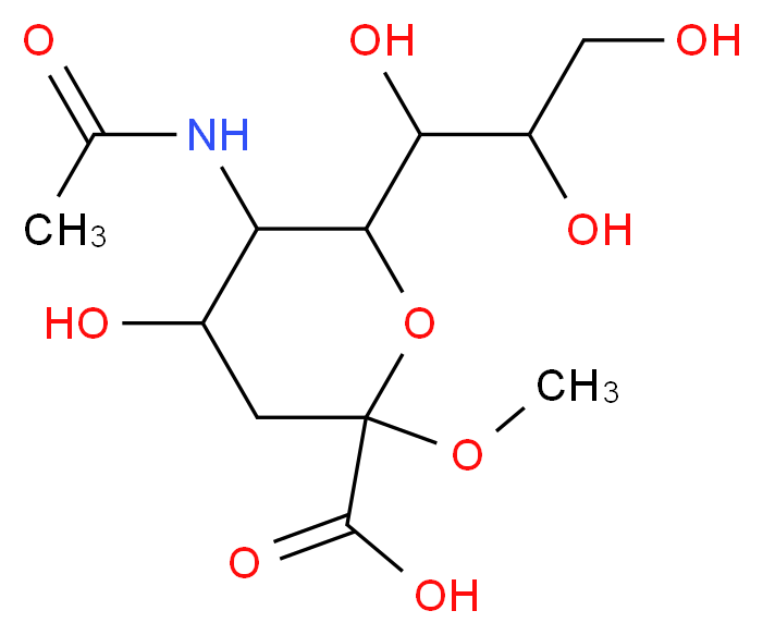 5-acetamido-4-hydroxy-2-methoxy-6-(1,2,3-trihydroxypropyl)oxane-2-carboxylic acid_分子结构_CAS_50930-22-8