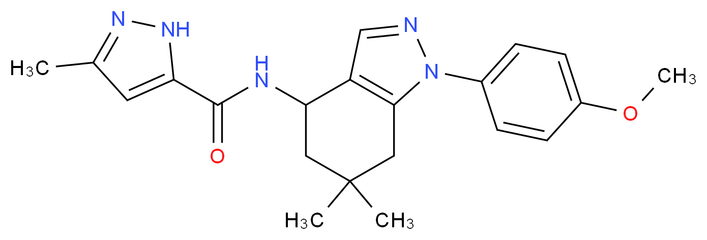 N-[1-(4-methoxyphenyl)-6,6-dimethyl-4,5,6,7-tetrahydro-1H-indazol-4-yl]-3-methyl-1H-pyrazole-5-carboxamide_分子结构_CAS_)