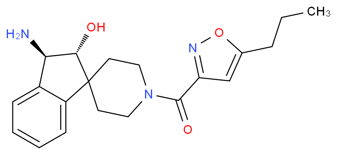 (2R*,3R*)-3-amino-1'-[(5-propyl-3-isoxazolyl)carbonyl]-2,3-dihydrospiro[indene-1,4'-piperidin]-2-ol_分子结构_CAS_)